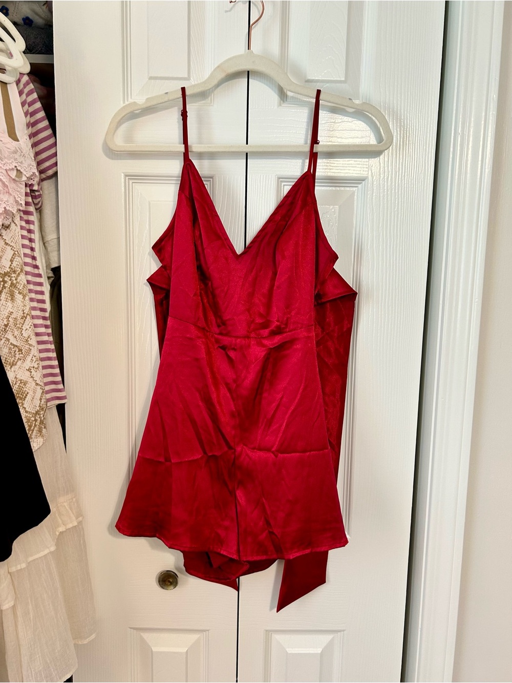 Altar'd State Burgundy Satin Romper